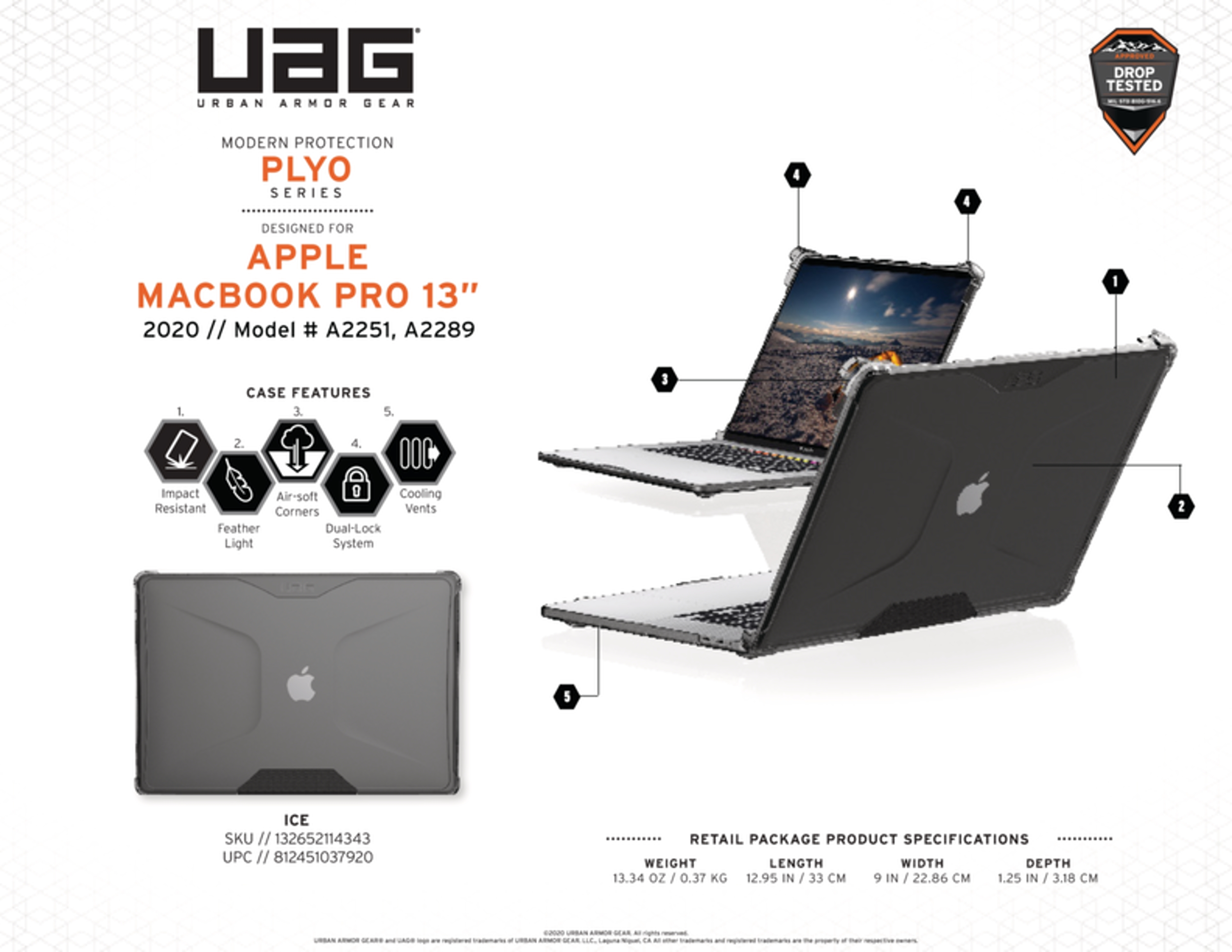 Ốp lưng UAG Plyo cho Apple MacBook Pro 13 inch (2020-2022)
