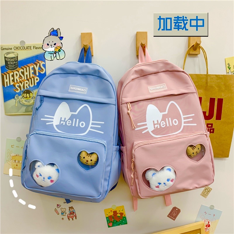 Balo hộp phối mica tròn - hello mèo kitttty vừa a4