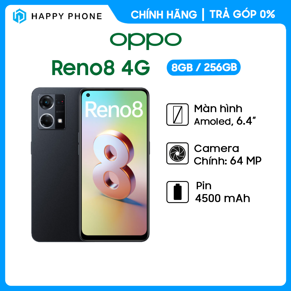 Điện thoại Oppo Reno8 4G (8GB/256GB) - Hàng Chính Hãng, Mới 100%, Nguyên Seal | Bảo hành 12 tháng