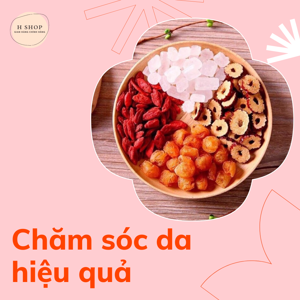 Trà thanh lọc dưỡng tâm (long nhãn, kì tử, táo đỏ thái lát, đường phèn bi)