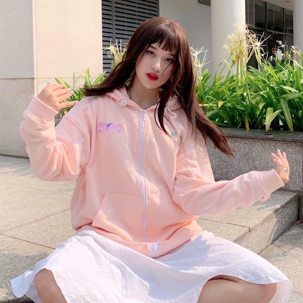 Áo hoodie dây kéo có nón kido