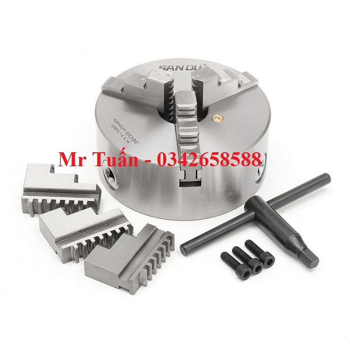 Mâm cặp 3 chấu đường kính 160mm model K11-160 mâm cặp hãng Sanou, mâm cặp máy tiện 160mm, mâm căp máy mài 160mm
