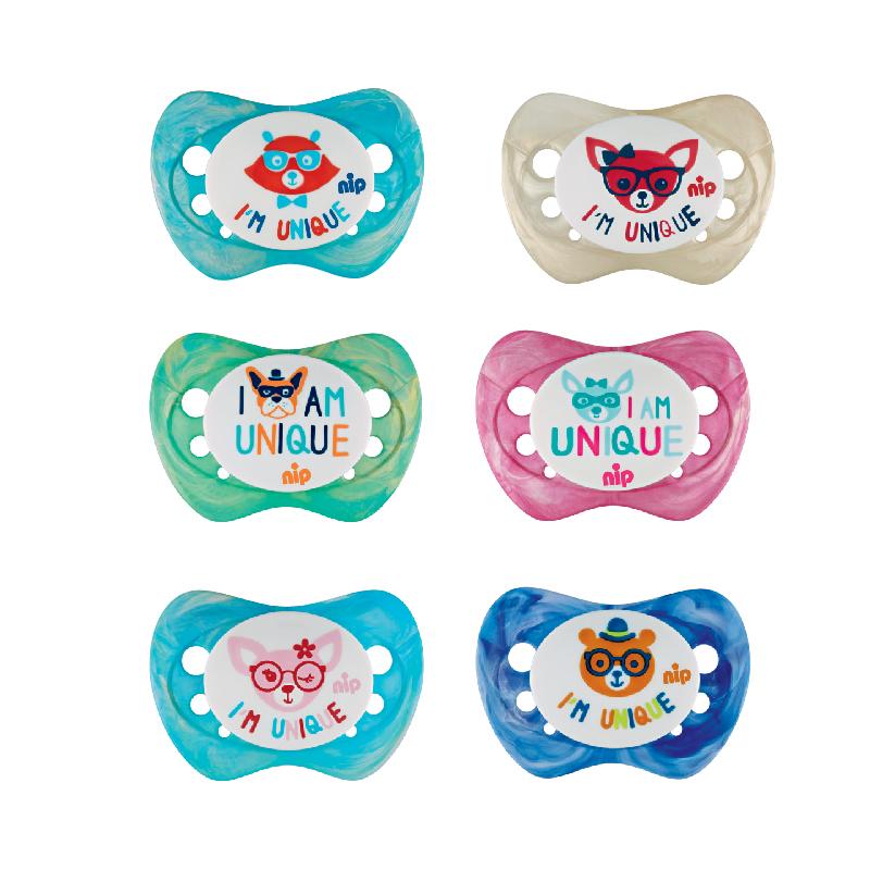 Ty ngậm vân đá hoa Unique, bằng silicon, bộ 2 chiếc (Made in Germany)
