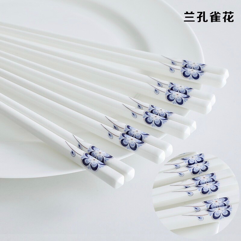 Box of 5 Pairs of High Quality Porcelain Chopsticks No Mold No Deformation No Fade Non Slip Easy Clean