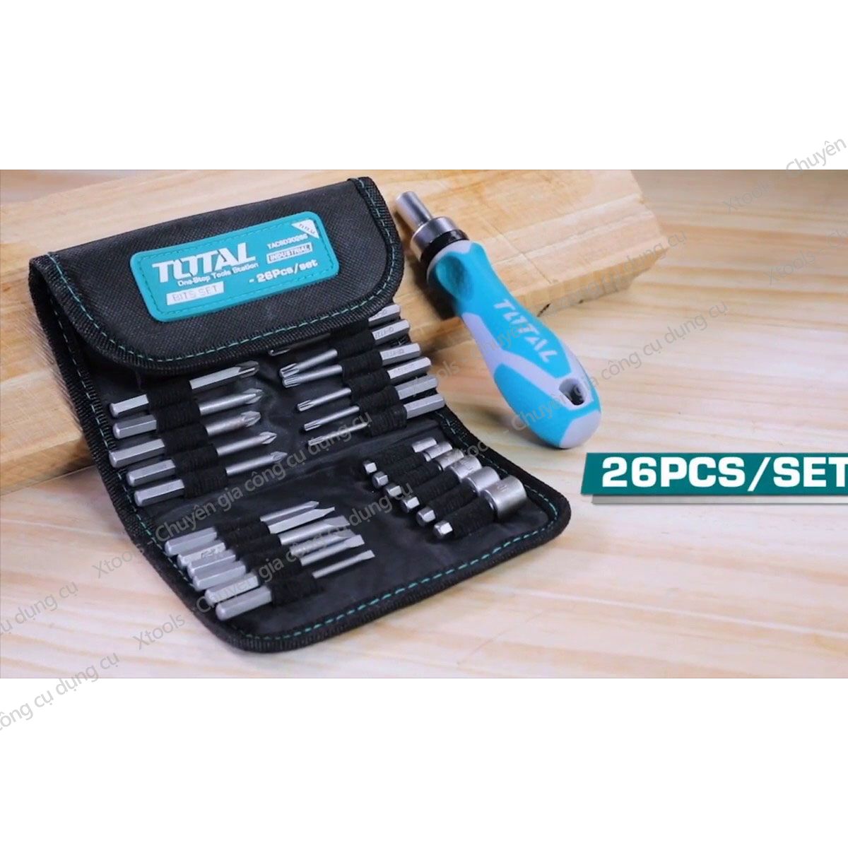 Bộ tua vít đa năng 26 chi tiết TOTAL TACSD30266 bộ tuốc nơ vít được làm từ titanium siêu bền, thiết kế nhỏ gọn và kích thước đa dạng, dễ sử dụng