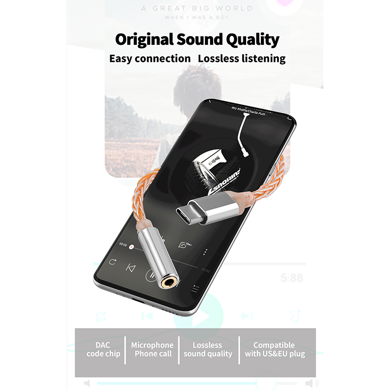 JCALLY JM6 Type-C to 3.5mm CX31993 digital audio portable decoding amp Hifi DAC mobile headset USB Type C to 3.5mm adapter