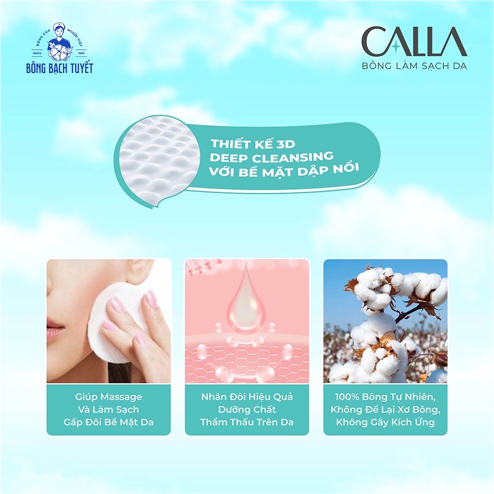 [HCM]Bông tẩy trang Calla Bông Bạch Tuyết (Mẫu mới)