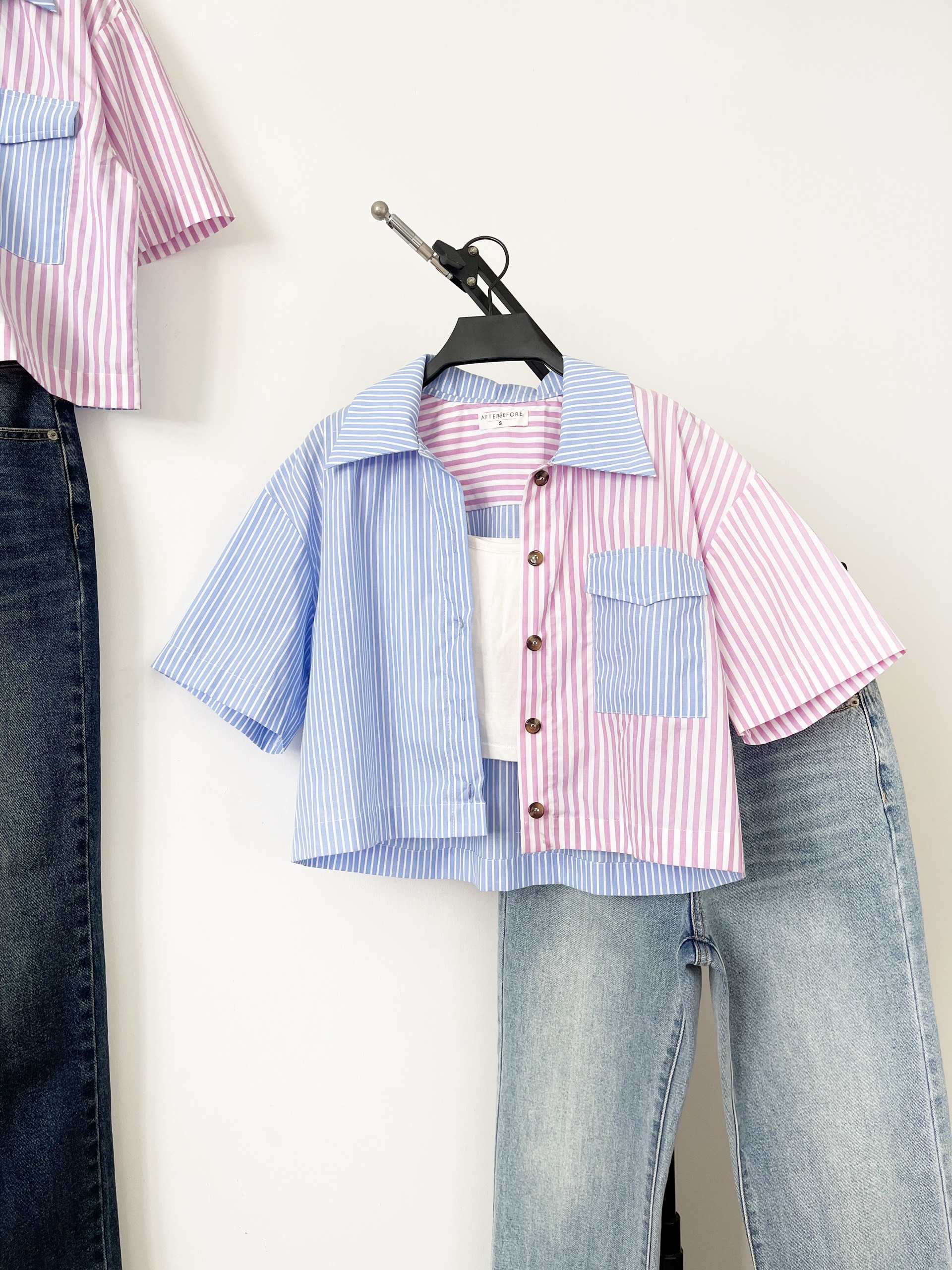 AfterBefore | Áo Somi crop phối viền nhiều màu