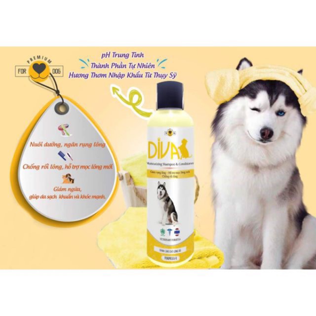 [HCM]Sữa tắm cho chó DIVA màu vàng 400ml