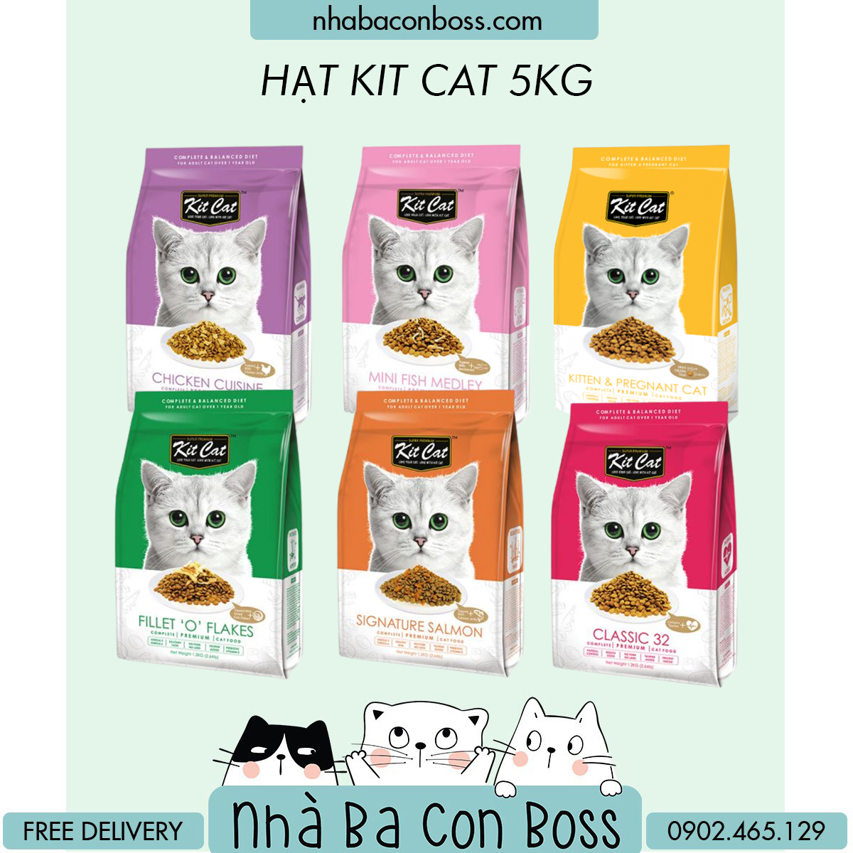 Thức Ăn Cho Mèo - Hạt Cho Mèo KITCAT 1kg CAT FOOD DRY FOOD