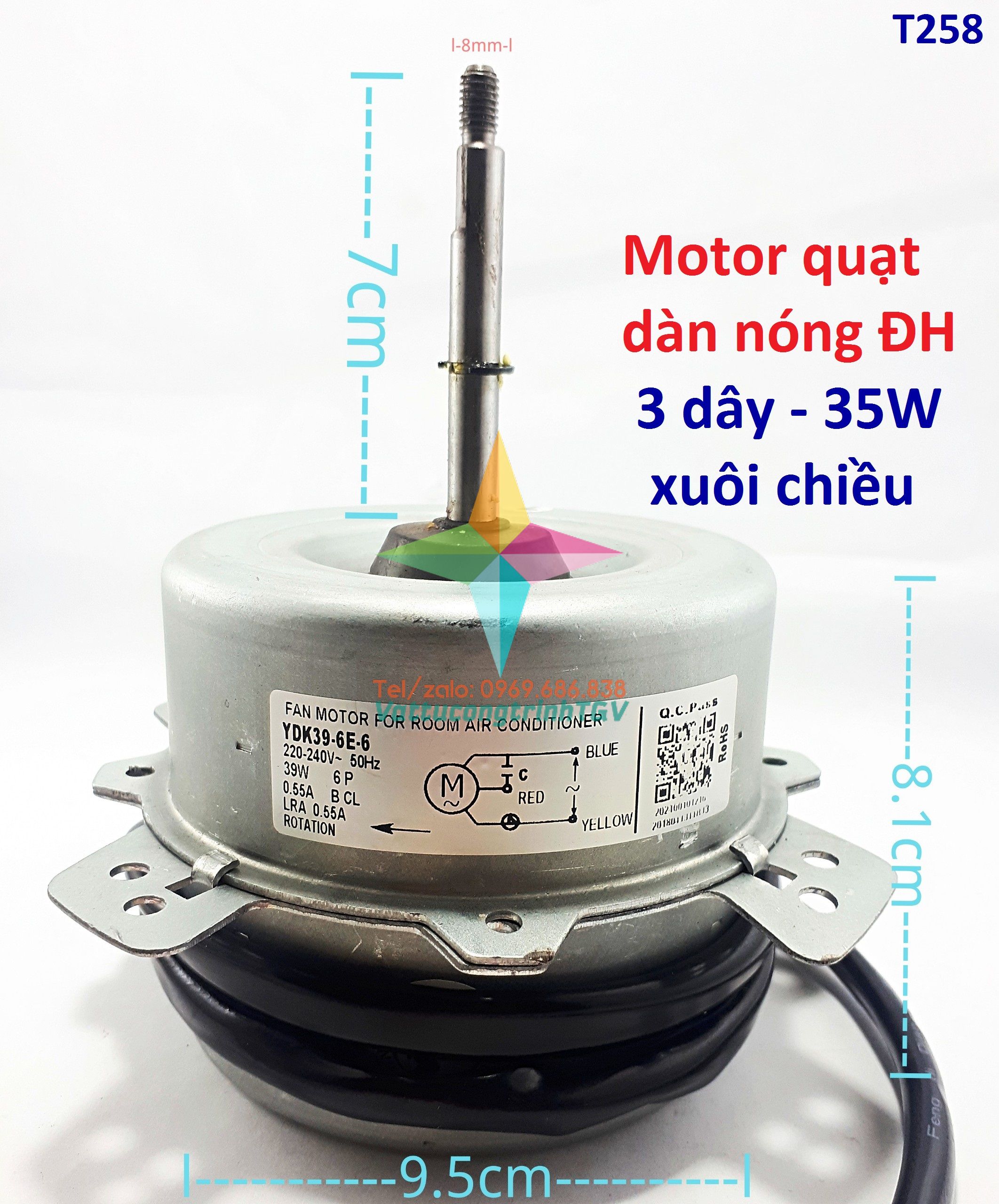 Motor quạt dàn nóng điều hòa 220V-36W-3 dây