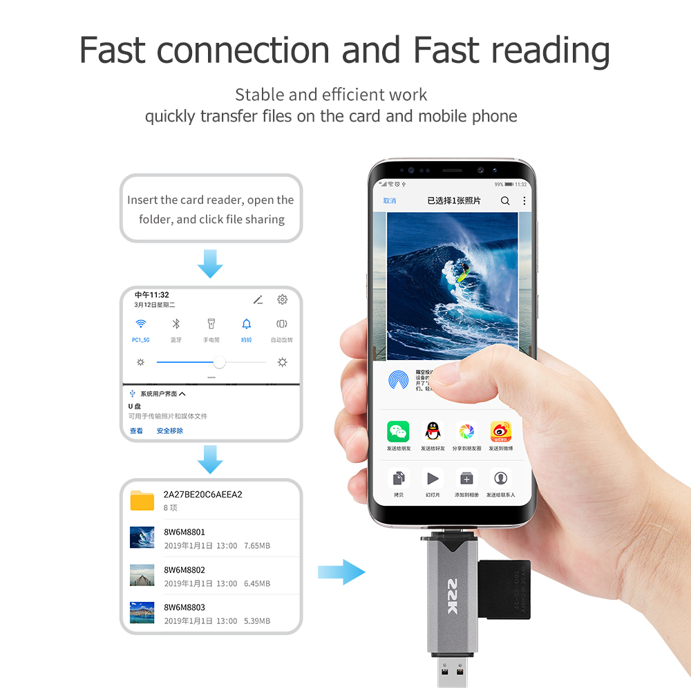 Đầu Đọc Thẻ Nhớ TF SD Cổng USB 3.0 Tốc Độ Cao