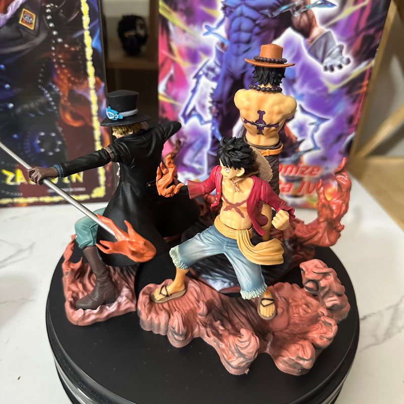 (Mô hình One Piece) Set 3 Mô hình ASL Ace - Sabo - Luffy hiệu ứng lửa 14-17cm