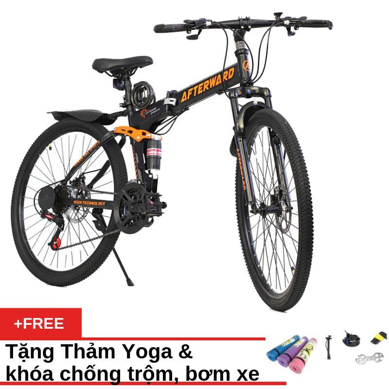Mua Xe đạp gấp địa hình Air Bike ATW (Đen) + Tặng thảm tập yoga, khóa chống trộm và bơm xe