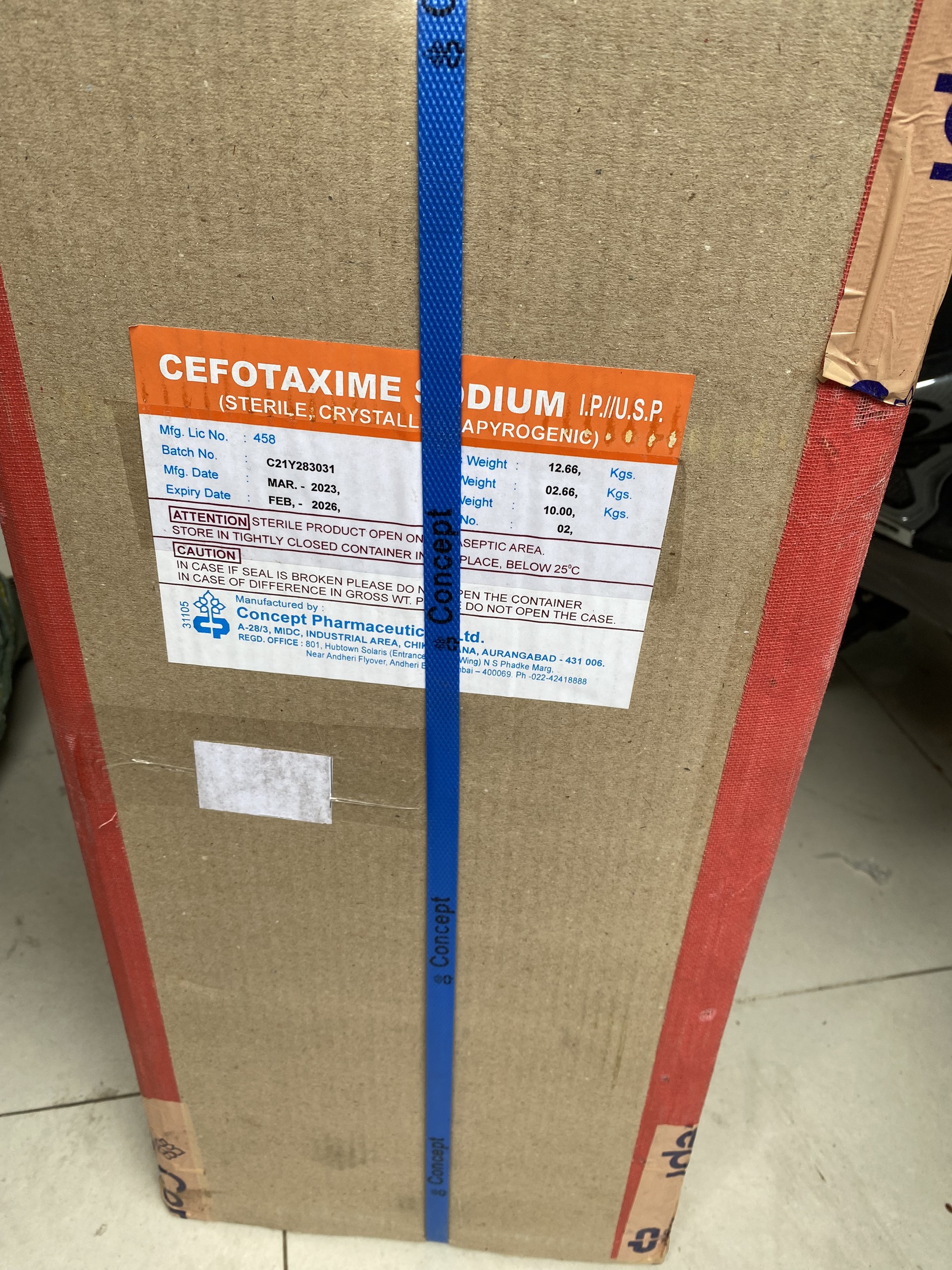 [10KG] Kháng sinh CEFOTAXIME SODIUM 98% - CONCEPT (Nhập khẩu Ấn Độ, nguyên đai, nguyên kiện)