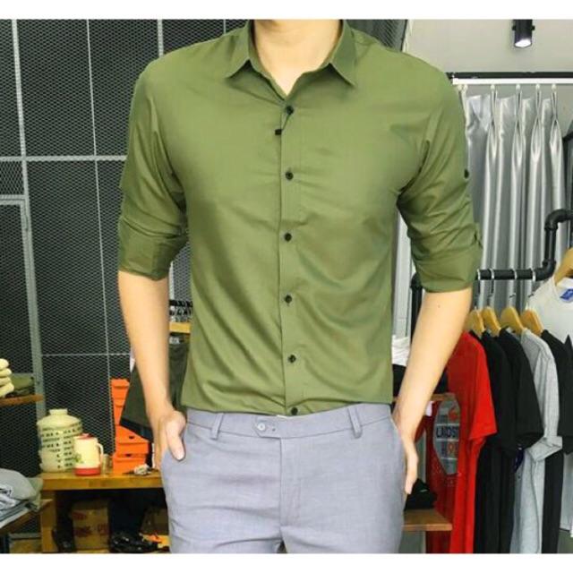 Áo sơ mi nam (Xanh Rêu) không nhăn