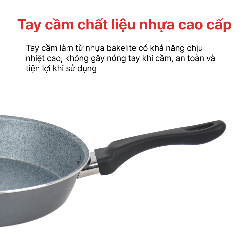 Chảo Cạn Vân Đá Bếp Từ Siêu Bền 24, 26, 28cm, HAPPYCOOK