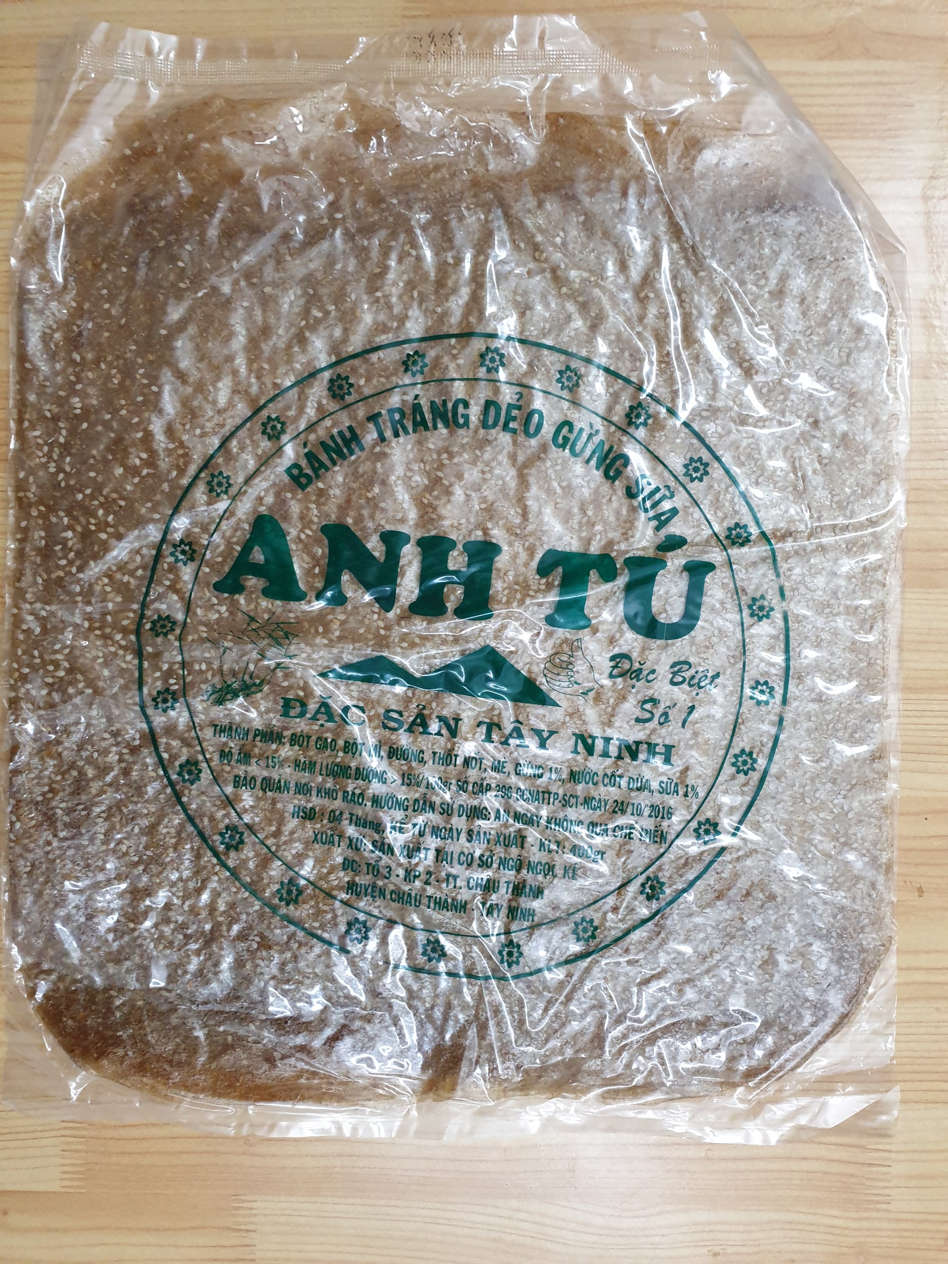 Xấp 400g Bánh Tráng Dẻo Gừng Sữa Anh Tú Chữ Xanh-đồ ăn vặt-tết-Đặc Sản Tây Ninh