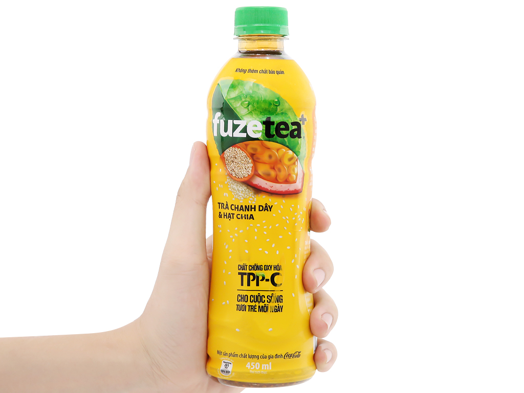 6 chai trà chanh dây và hạt chia Fuze Tea 450ml