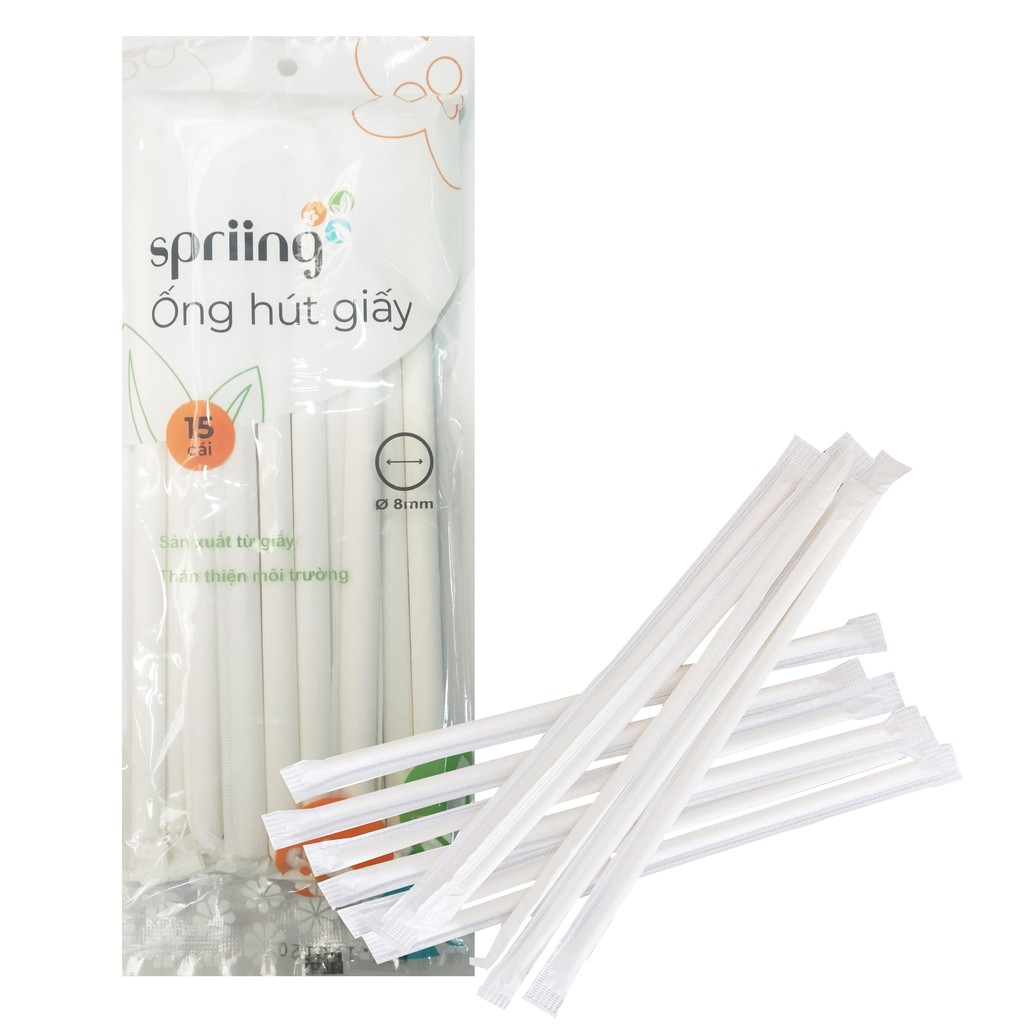 Spriing lốc 15 ống hút giấy 8 mm