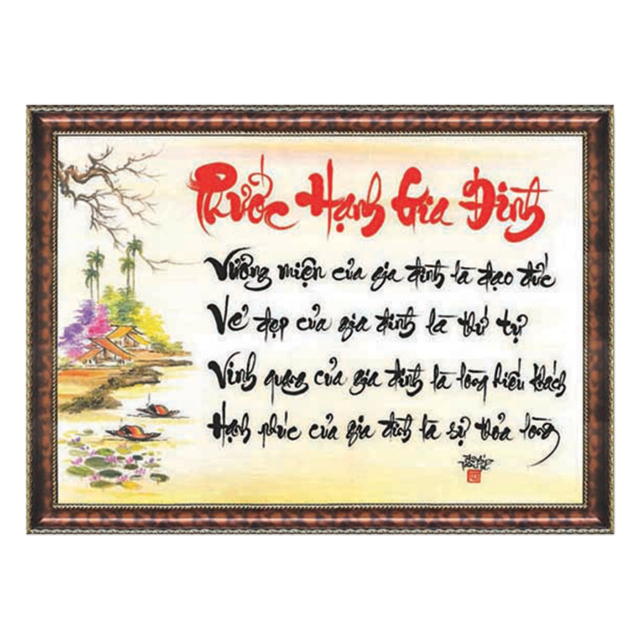 tranh thư pháp phước hạnh gia đình tặng kèm khung