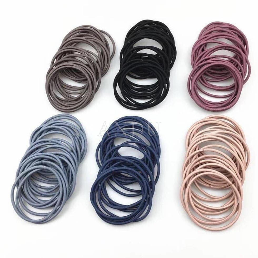 Set 100 Dây Buộc Tóc Phong Cách Hàn Quốc - Chun Buộc Tóc