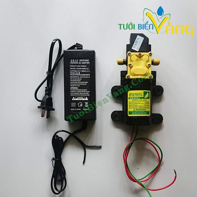 Máy bơm mini tăng áp kèm đổi nguồn 12v