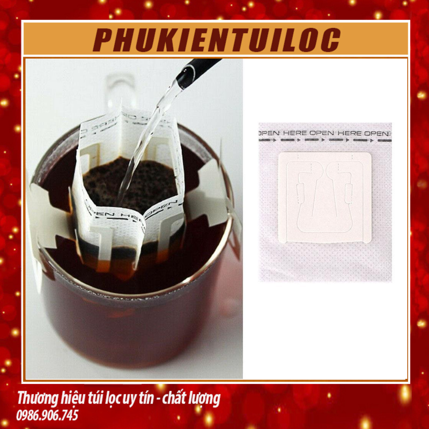 Set 50c Phin giấy pha cà phê / túi lọc cà phê / phin pha cà phê đi du lịch - Phukientuiloc.com