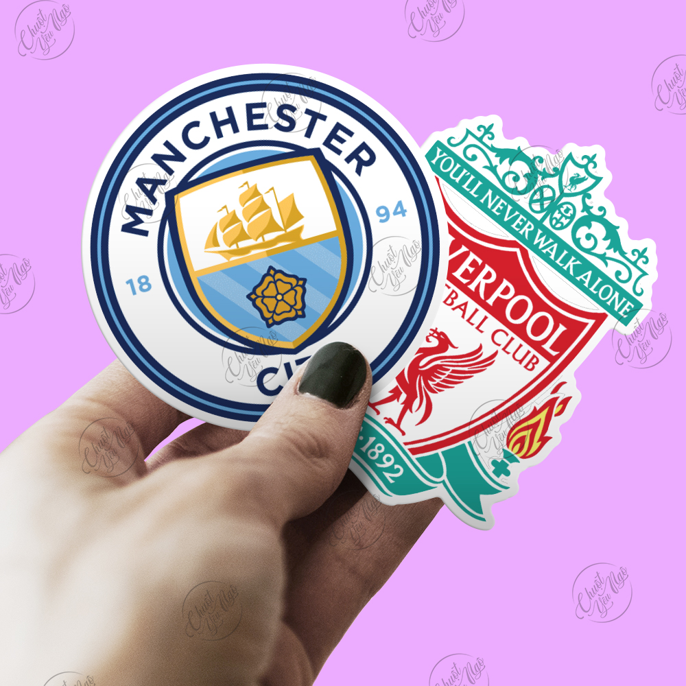 Combo 40 sticker logo CLB BÓNG ĐÁ nổi tiếng Manchester United Real Madrid Barcelona Chelsea Arsenal Liverpool FC