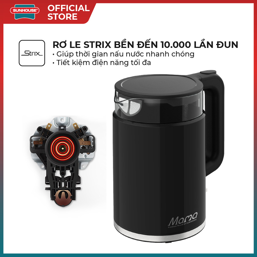 ẤM SIÊU TỐC THỦY TINH 1.7L SUNHOUSE MAMA SHD1330