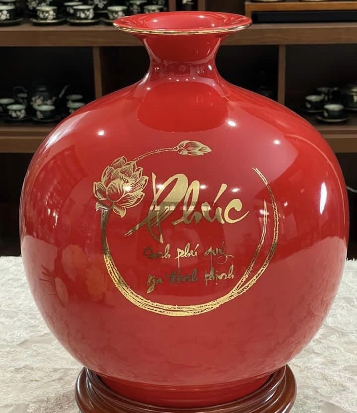 Bình hút lộc bát tràng - bình tài lộc sen cá chữ phúc nhiều màu nhiều kích thuớc - bình phong thuỷ bát tràng