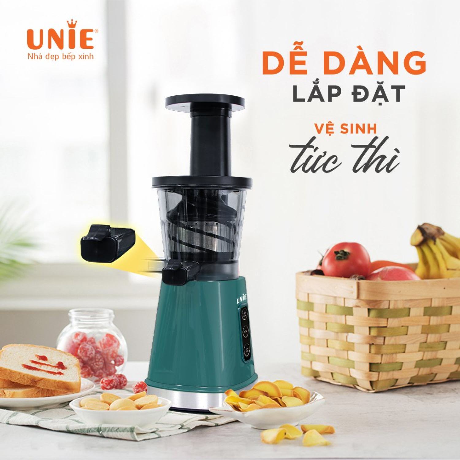 Máy ép chậm, máy ép hoa quả mini UNIE UE-525 BẢO HÀNH [ 12 tháng ]