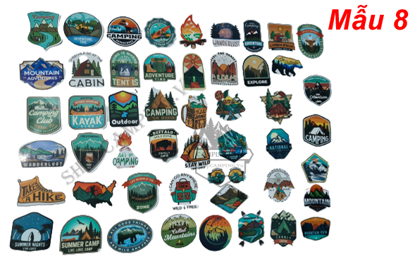 Sticker chủ đề camping hình dán trang trí  phượt du lịch (50 hình)