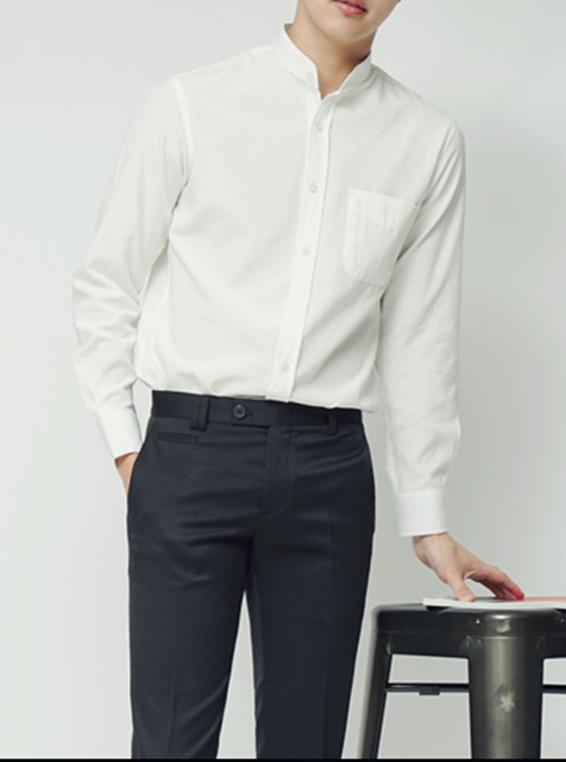 Áo sơ mi nam cổ trụ style Hàn Quốc