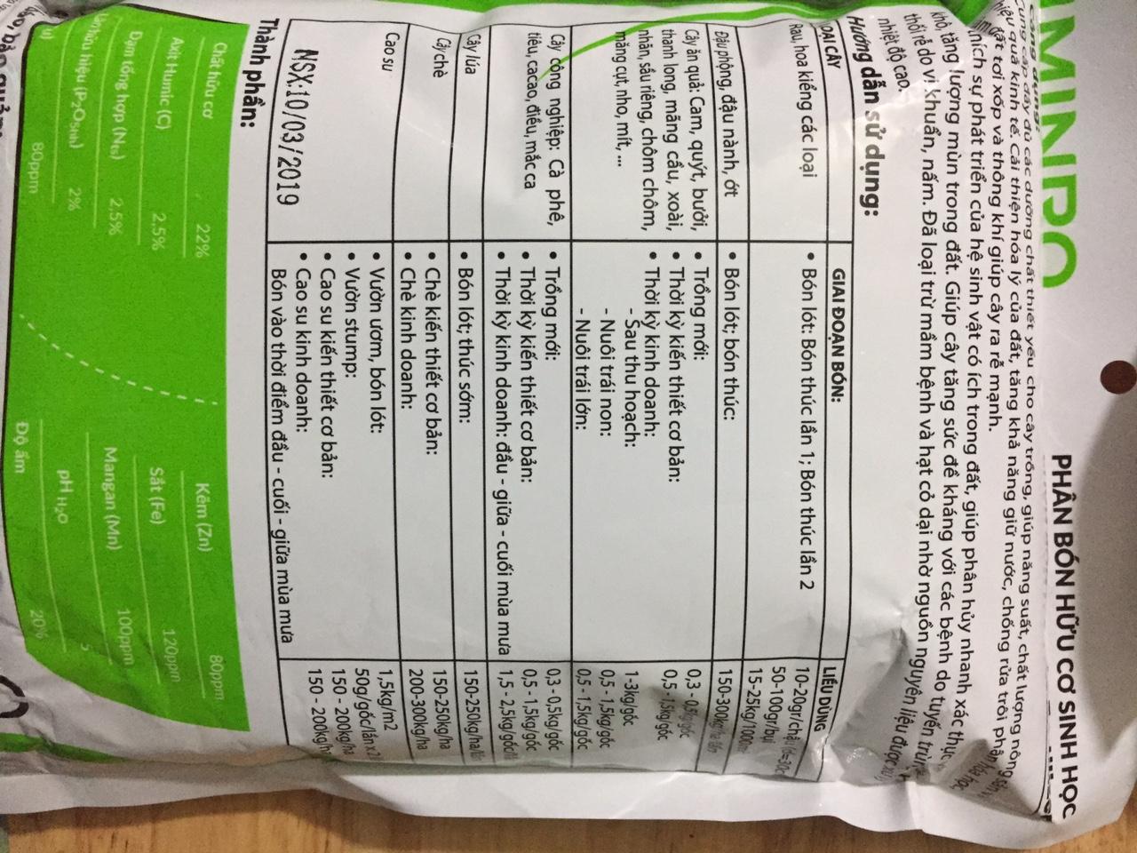 Phân bón hữu cơ sinh học Minro 700gr dạng viên nở