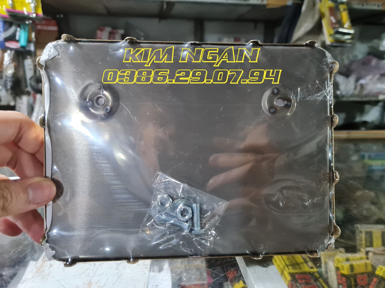 [HCM]Khung Biển Số Xe Máy (màu vàng titan inox trơn inox chấm bi)