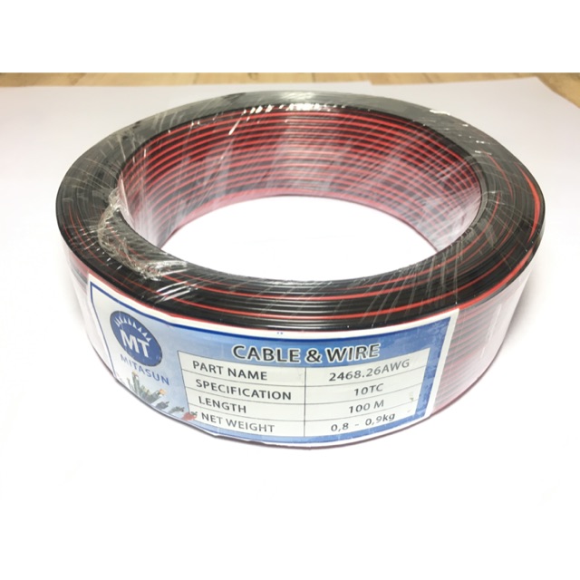 Dây điện đôi 26AWG, cuộn 100m.