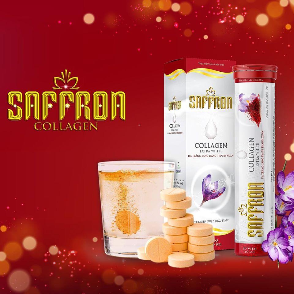 Viên sủi trắng da Saffron Collagen