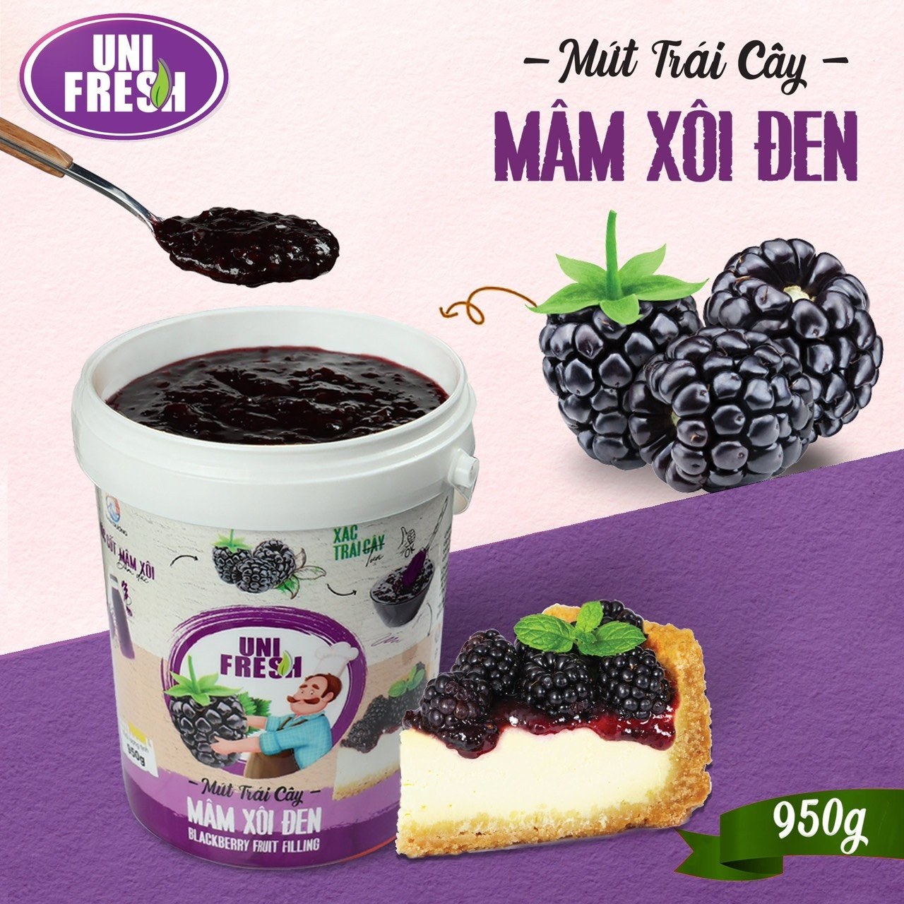 Mứt Mâm Xôi Đen Unifresh (950gr)