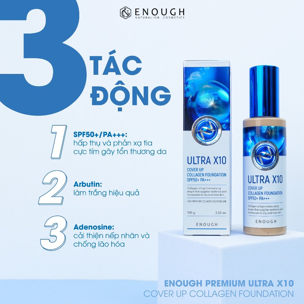 Kem nền Collagen Ultra X10 Enough Foundation SPF50