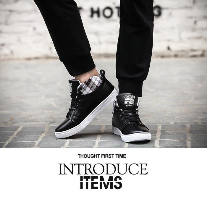 Giày Sneaker Thời Trang Gót Caro Cổ Cao Màu Đen