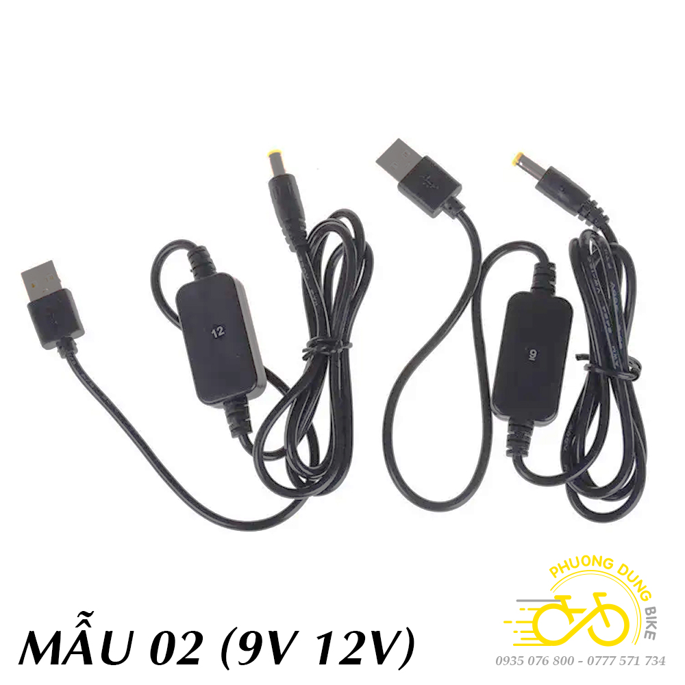 Dây cáp nguồn USB chuyển đổi 5V sang 9V 12V (Dùng cho modem WIFI - Mất điện vẫn có WIFI dùng)