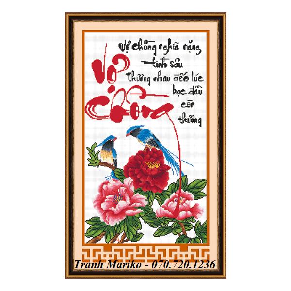 [HCM]Tranh thêu Vợ Chồng nghĩa nặng tình sâu thương nhau đến lúc bạc đầu còn thương  51187 kích thước 40*70cm