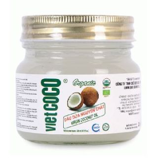 Dầu Dừa Nguyên Chất Organic Vietcoco dưỡng tóc , dưỡng da - Hũ Thủy Tinh 200ml thumbnail