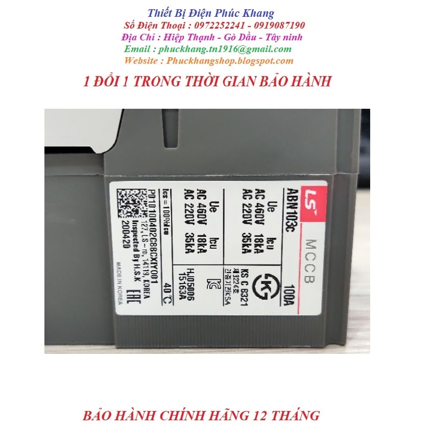 [FREESHIP] APTOMAT CB CẦU DAO 3PHA ABN 103C 100A
