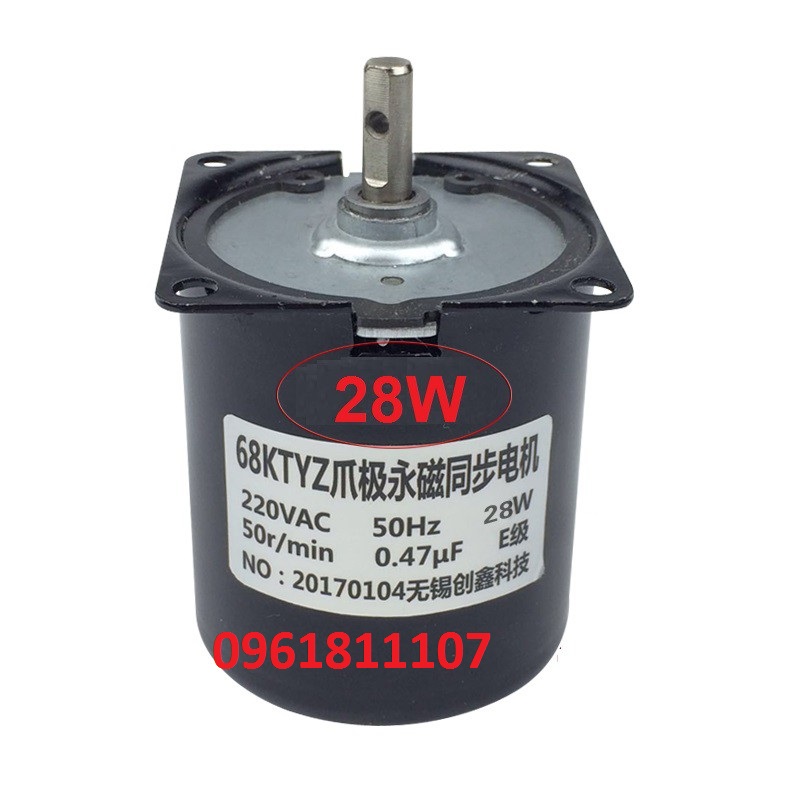[Nhông kim loại] mô tơ giảm tốc 220v 68KTYZ 28W, Motor giảm tốc 220V 28W chế băng tải mini, motor lò nướng, biển quảng cáo