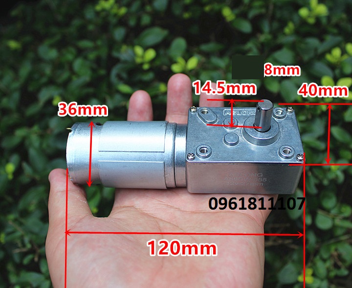 Motor giảm tốc 12v 27 vòng trục 8mm