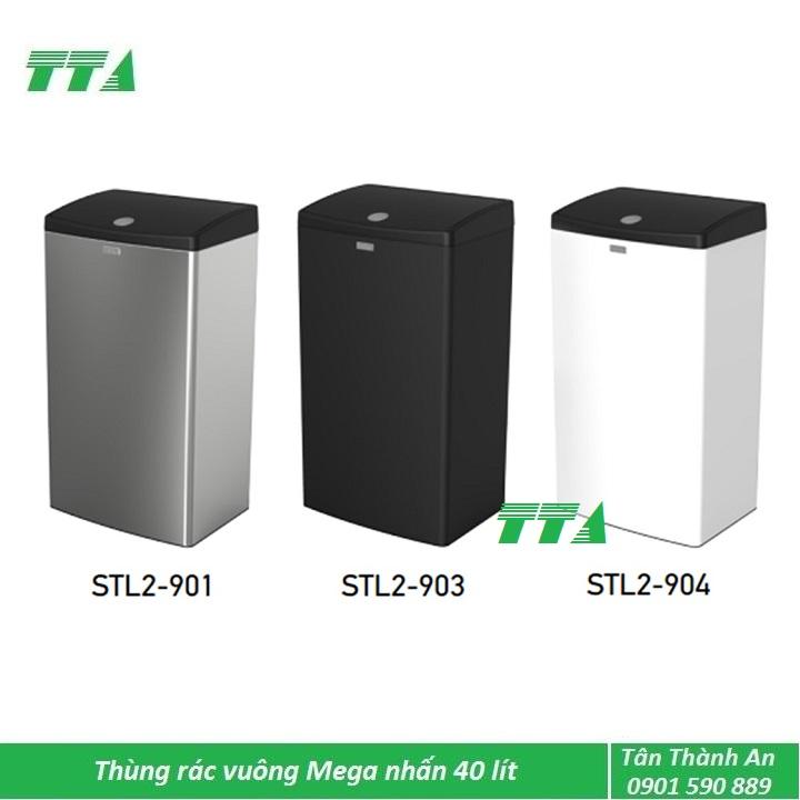 Thùng rác Fitis Mega vuông nhấn 40 lít  STL2-903