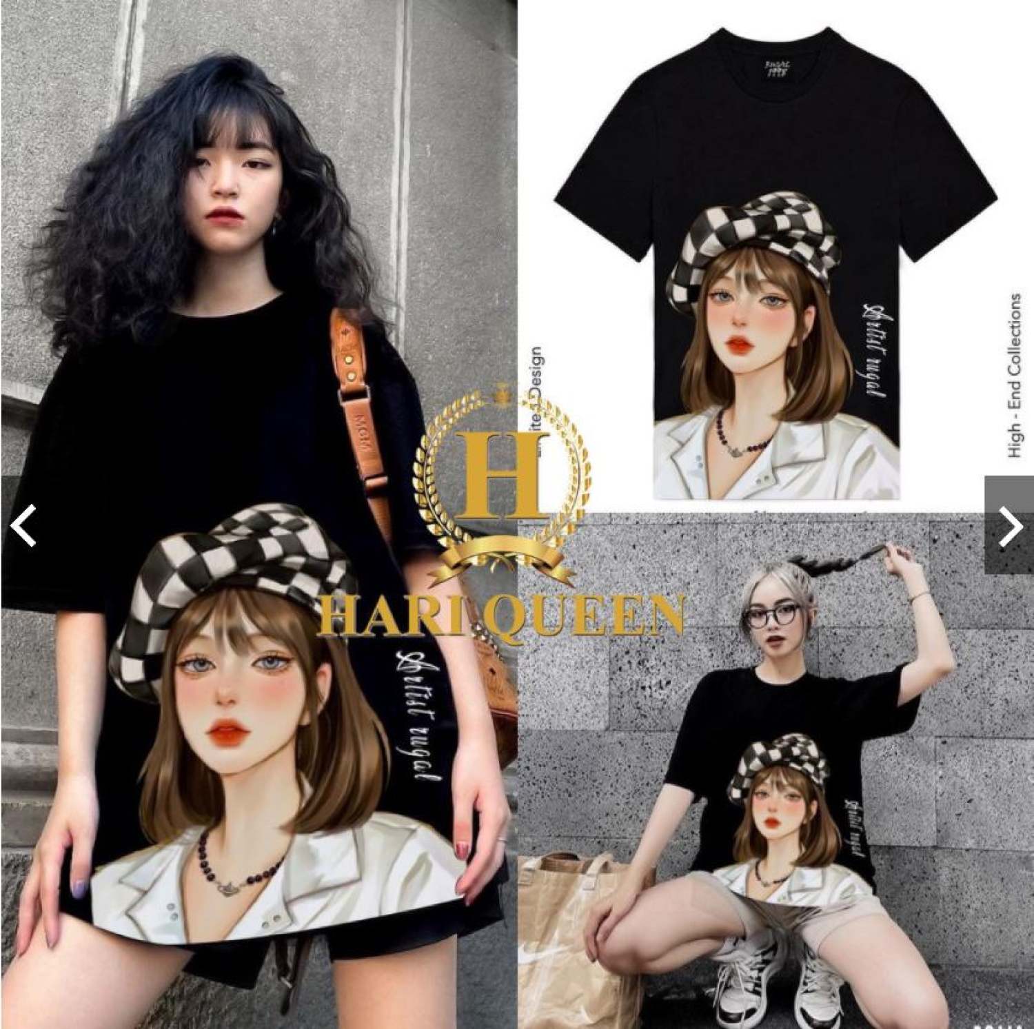 Áo thun nữ in hình cô gái -3 màu