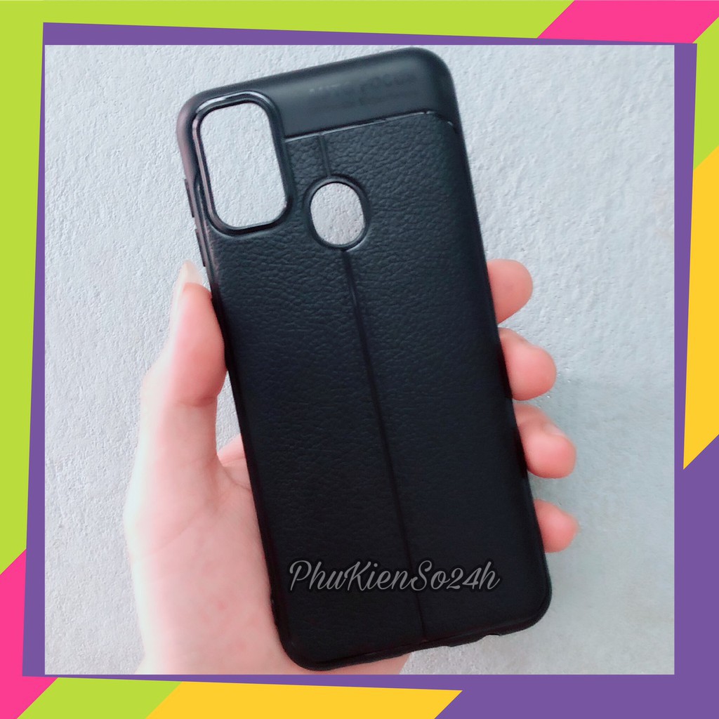 Ốp Lưng Samsung Galaxy M21 2020 Vân da Auto Focus ( Đen )